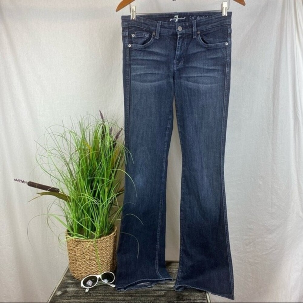 A Pocket Flair hem Low Rise Blue Jeans By 7 For All Mankind 28